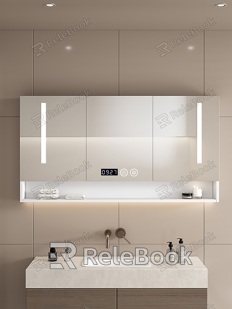 Modern Toilet Bathroom Cabinet Shelf Mirror model