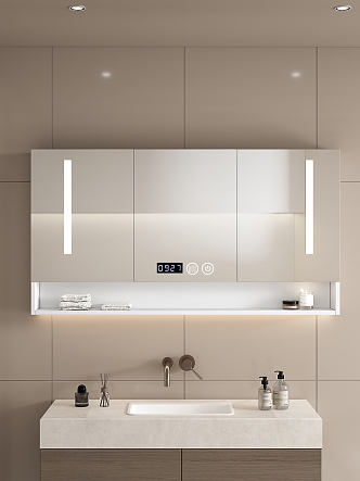 Modern Toilet Bathroom Cabinet Shelf Mirror 3d model