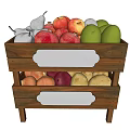 Two Tiered Wooden Fruit Stand Displaying Pears Apples Peaches And Various Fruits