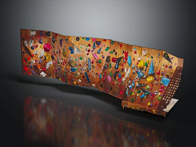 Indoor Climbing Wall With Multiple Colorful Holds And Structured Training Features 3d model