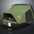 Green and Black Roof Top Tent with Metal Frame Side Logo and Interior Storage Gear