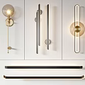 Modern Wall Lamps With Gold Circular Bases And Black Strip Designs For Interior Decor