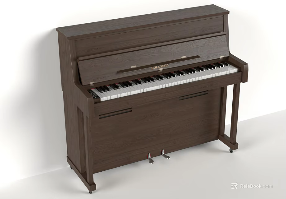 Elegant YAMAHA Wooden Upright Piano Musical Instrument With Black White Keys 3d model 