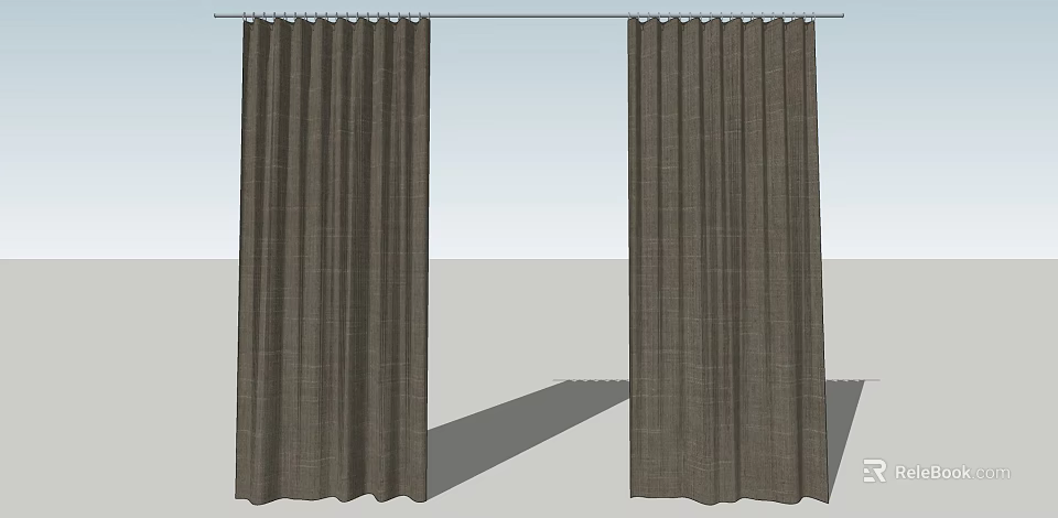 Modern Brown Fabric Curtains With Elegant Drape For Home Window Decoration 3d model