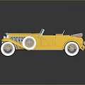 Vintage Yellow Convertible Car With Chrome Accents Whitewall Tires And Retro Design