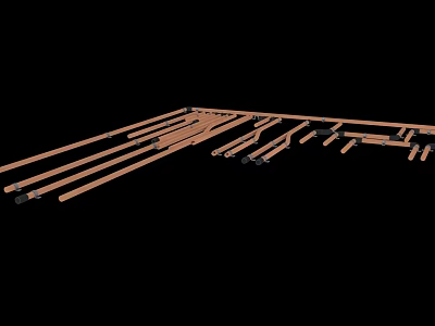 Industrial Equipment Metal Frame Components With Long Metal Bars And Connecting Parts 3d model