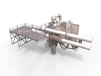 Heavy Duty Industrial Equipment With Steel Platform Pipes And Mechanical Structure 3d model