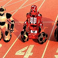 Tech Exhibition Hall Robot Display With Race Track And Numbers 3 4 5
