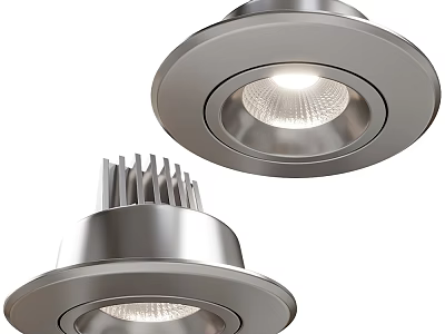 Modern Silver Metal Recessed Downlight Spotlight With LED Lighting For Home Ceiling 3d model