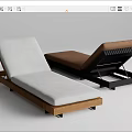Modern Lounge Chair with Wooden Frame Gray Cushion and Metal Frame Brown Cushion Adjustable Backrest