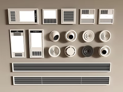 Various Air Conditioner Vent Designs Including Square Round and Linear Styles 3d model