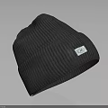 Dark Ribbed Knit Beanie With White Label And Classic Design