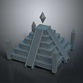 Modern Pyramid 3D Model with Stepped Design Diamond Top and Spire Elements 3d model