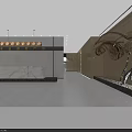 Modern Service Hall Interior With Spacious Layout Large Pendant Light And Model Display Platform