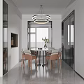 Modern Living Dining Room Interior With Brown Sofa Black TV And Round Coffee Table