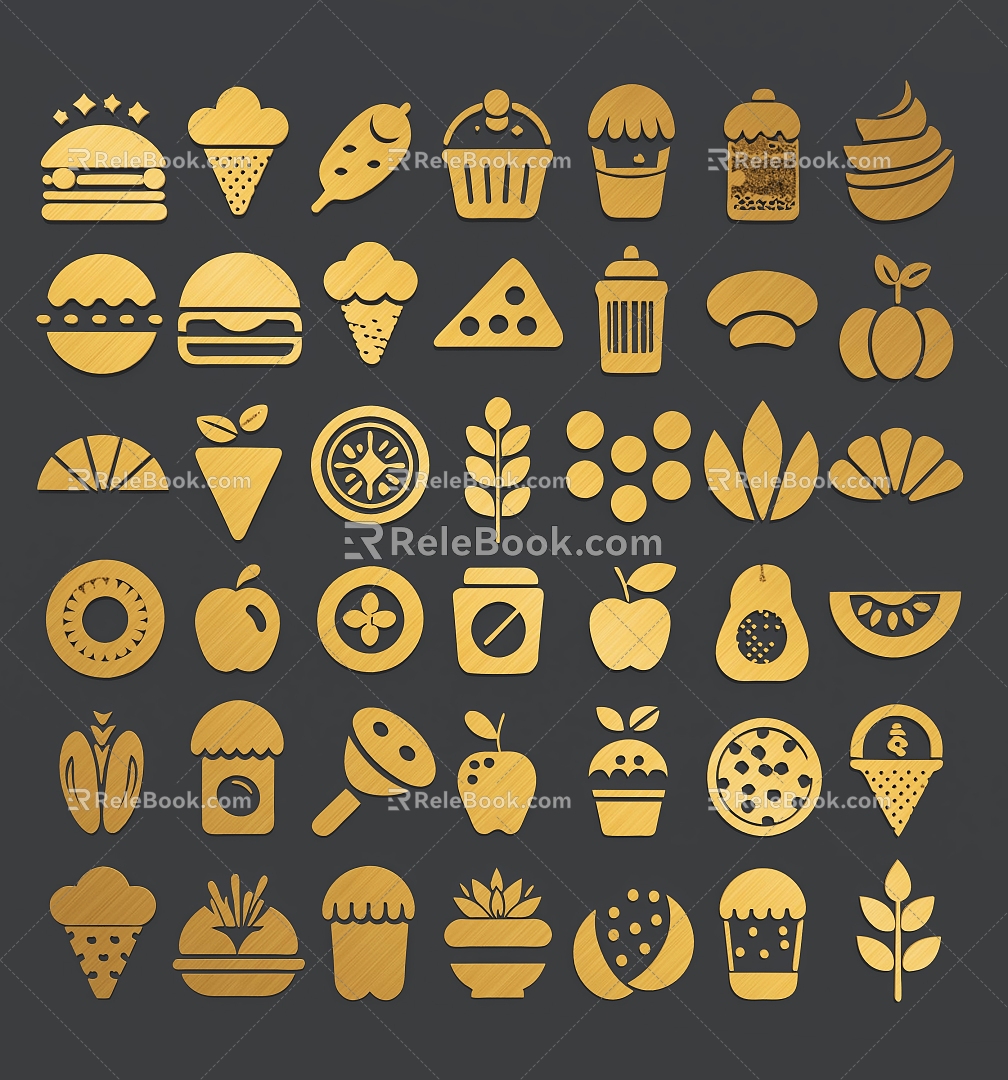 Food silhouette food icon food element 3d model