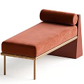 Terracotta Velvet Sofa Bench With Modern Wooden Legs And Sleek Design