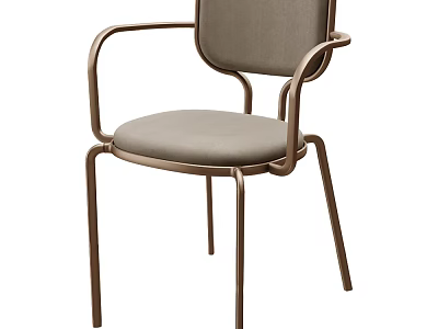 Modern Dining Chair With Metal Frame Light Gray Fabric Upholstery And Stylish Armrests Design 3d model