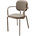 Modern Dining Chair With Metal Frame Light Gray Fabric Upholstery And Stylish Armrests Design
