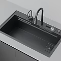 Sleek Modern Black Kitchen Sink With Faucet Drain And Control Features Design
