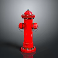Vibrant Red Fire Hydrant With Metal Construction Top Cap Side Outlets Chains And Sturdy Base