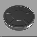 Round Metal Container Lid With Silver Rim And Radial Surface Lines