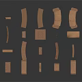 Scattered Brown Architectural Model Components With Bricks Arches And Columns