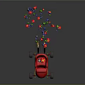 Red Sleigh Shaped Play Equipment With Colorful Gift Boxes And Festive Wheels