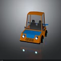 Orange And Blue Small Car With Transparent Windshield Blue Wheels And Headlights