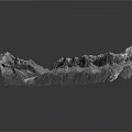3D Mountain Range Terrain Model With River And Detailed Texture