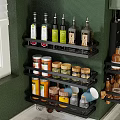 Wall Mounted Black Bathroom Cabinet Rack With Multi Layers For Toiletries Corner Storage