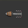 Detailed Rocket Model With Orange White Stripes And Thruster Components 3d model