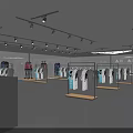 Modern Retail Store Interior With Display Racks Product Shelves And Lighting
