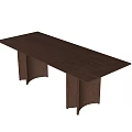 Stylish Dark Brown Wooden Rectangular Dining Table With Curved Legs Design 3d model