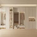 Modern White Shoe Cabinet Interior Design With Mirror LED Lighting Clothing Hanging And Storage