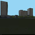 Modern High Rise Residential Building Complex With Glass Curtain Wall And Landscaping