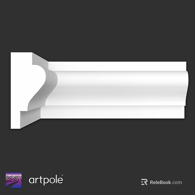 White Architectural Decorative Component Featuring Smooth Curved Profile For Interior Trim Design 3d model 