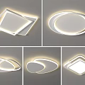Stylish Modern Ceiling Lights Featuring Square Round Double Layer Illuminated Design 3d model