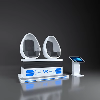 Innovative Tech Exhibition Hall With Egg shaped Seats Interactive Control Panel And Digital 3d model