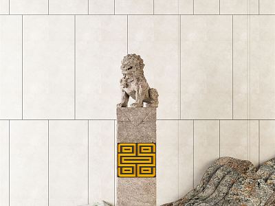 New Chinese Style Stone Lion Sculpture Ornaments model