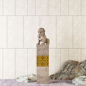 New Chinese Style Stone Lion Sculpture Ornaments 3d model