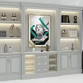 Modern White Wine Cabinet With Open Shelves Wine Bottles Books Wine Glasses And Decorations
