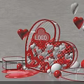 Heart Shaped Red Frame With LOGBI Logo Red White Balloons And Small White Decorative Balls
