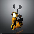 Orange Shiny Scooter with Round Headlight Rearview Mirrors and Black Seat