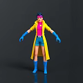 Colorful 3D Animated Character Model With Yellow Coat Pink Shirt Blue Gloves And Boots