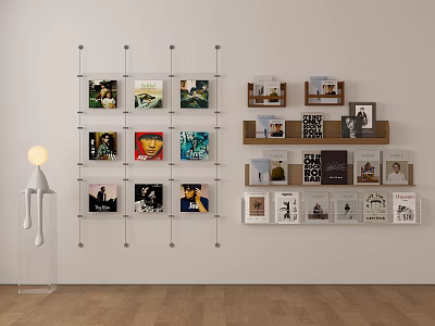 Modern Stylish Wall Decorations With Photo Frames Art Prints And Floating Shelves 3d model