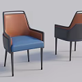 Modern Dining Chairs With Blue And Orange Upholstered Seats Black Armrest Frames 3d model