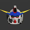Character Robot Head Design With White Body Blue Red Details Green Eye And Yellow Horns