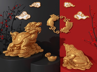 Golden Toad Dragon Turtle Luckless Monster 3d model