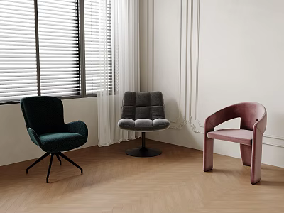 Modern Accent Chairs in Green Grey Pink with Unique Designs for Bright Room Interior 3d model